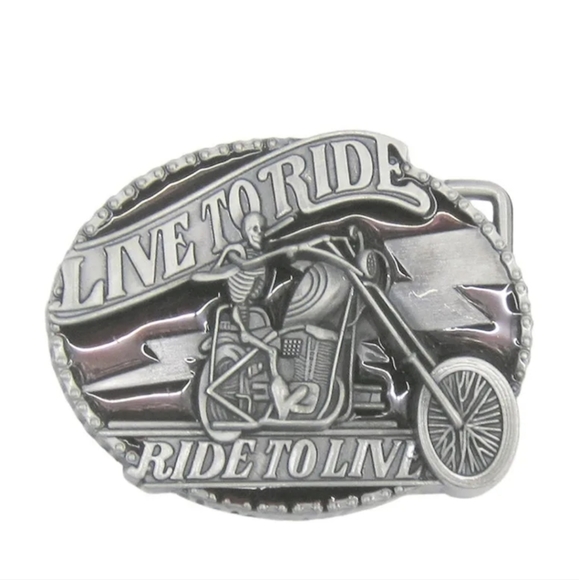 Live to ride ride to live belt buckle 4x3" - Picture 2 of 11